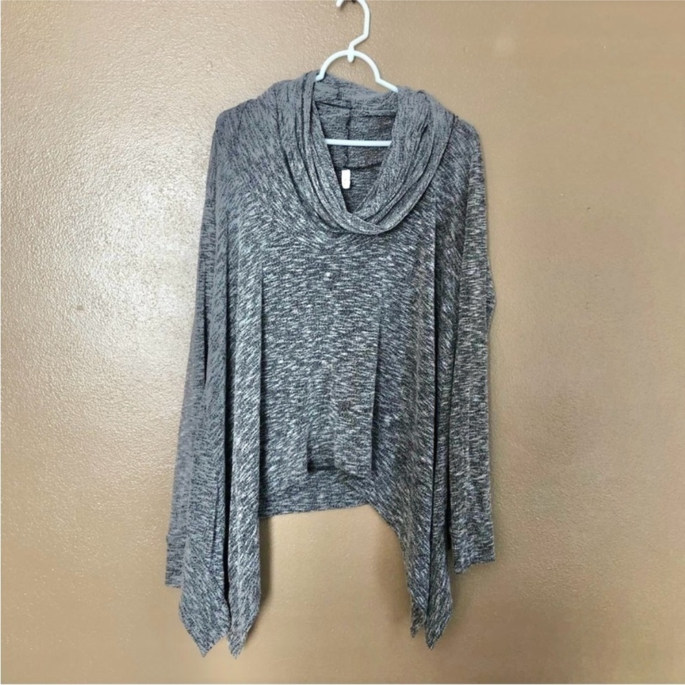 Elan Grey Cowl Neck Long Sleeve Tunic One Size
